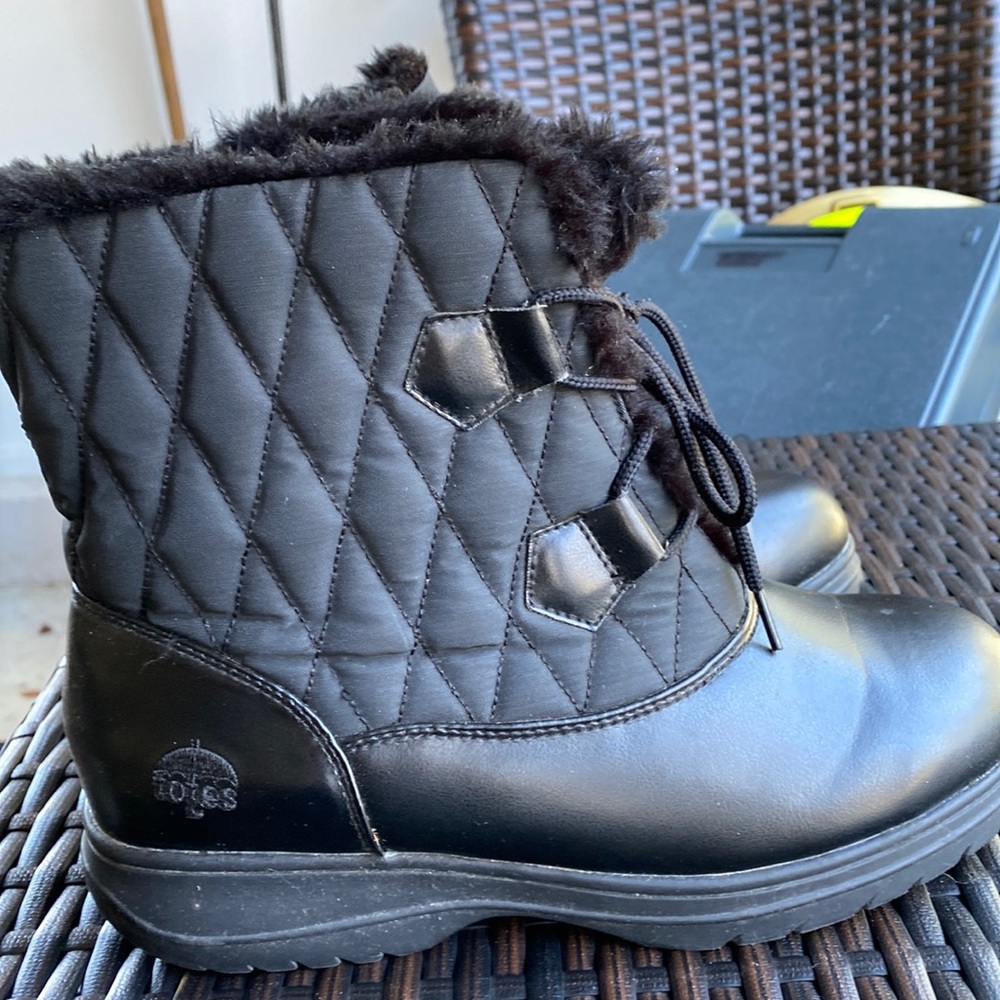 Totes fur lined snow rain boots 9W EUC